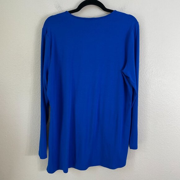NEW Vince Camuto Womens Large Cobalt Blue Essentials Long Sleeve Wrap Blouse Top - Picture 12 of 12
